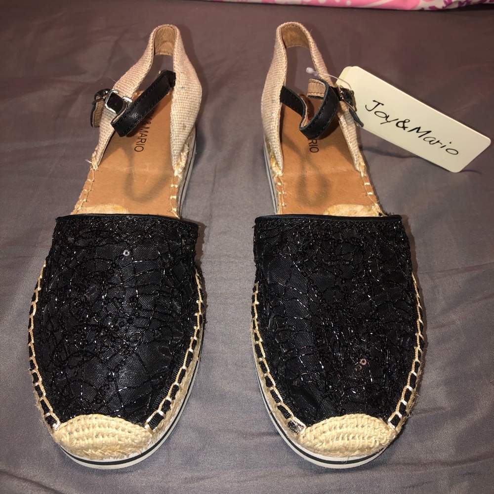 JOY & MARIO black espadrille flats, woman’s 10W